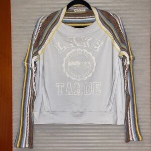 We are free FP blue knit sleeve size small Lake Tahoe